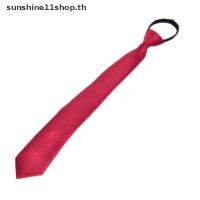 Sunshop ใหม่ เนคไทลําลอง มีซิป สีพื้น สําหรับเด็กนักเรียนผู้ชาย