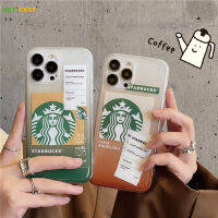 แฟชั่น Star-Bucks กาแฟฉลากกรณีโทรศัพท์สำหรับ Apple iPhone 14 13 12 11 Pro Max 14บวกซิลิโคนอ่อนนุ่มกรณีป้องกันการวางป้องกันปกหลังกรณีมือถือสีน้ำตาลสีเขียว