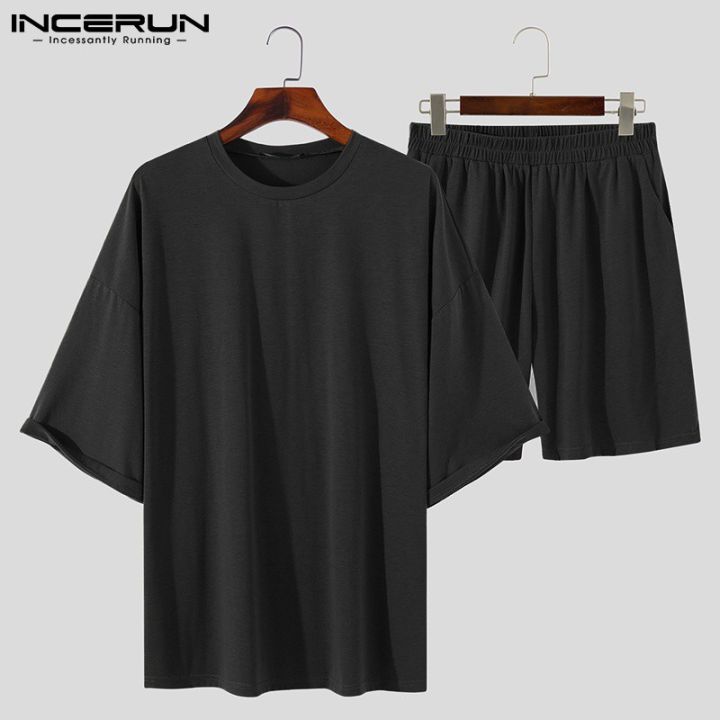 incerun-เสื้อยืดแขนสั้น-กางเกงขาสั้นแฟชั่นผู้ชาย-3-สี