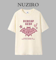 NUZIRO เสื้อยืดแขนสั้นพิมพ์ลายสำหรับผู้หญิงบริสุทธิ์ผ้าฝ้ายหลวมเกาหลี