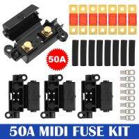 7x 50 AMP Midi Fuses Kit 4 Heavy Duty ANS Holder 8 x SC10-6 Cable Lugs For 12V Camping Car Marine Caravan Dual Battery