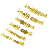 100Pcs/lot 2.8/4.8/6.3mm Female and male Crimp Terminal Connector Gold Brass/Silver Car Speaker Electric Wire Connectors Set