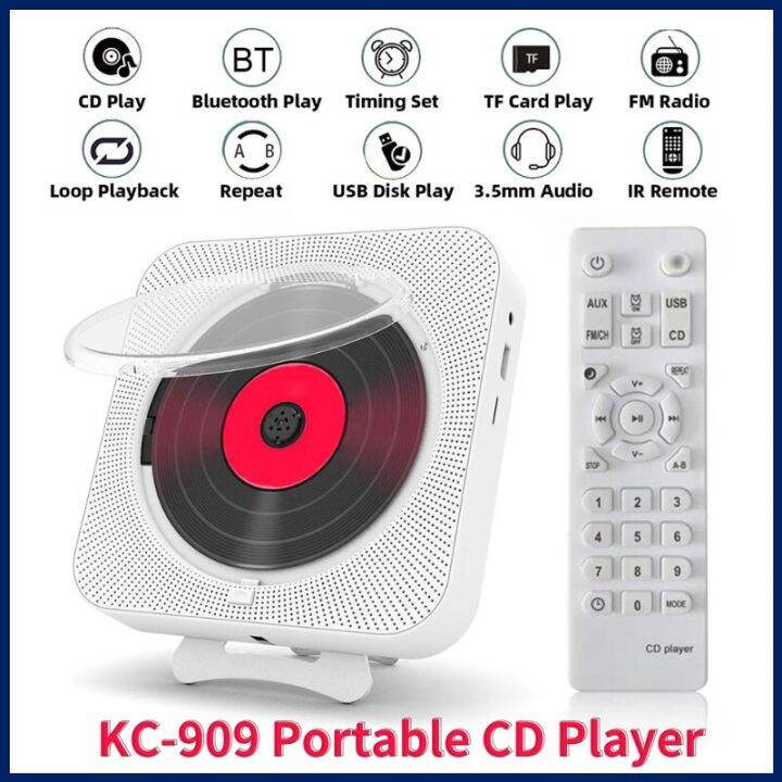 KC909 Portable CD Player With Bluetooth Remote Control Walkman Stereo