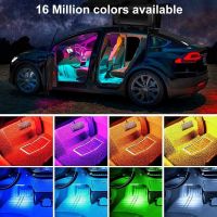 4 in 1 Car Interior Foot Floor Decoration Bulbs Atmosphere Lights RGB LED Strip Lamp USB Bluetooth APP Control Multiple Modes