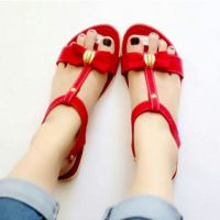 Flat Sandals Flip Flops Ribbon Back Strap