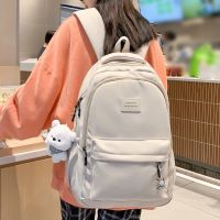 Womens Backpack Schoolbag for Teenage Girls Knapsack Student School Backpacks Solid Color Multi-pocket Woman Travel Book Bag