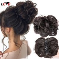 LUPU Synthetic Claw Chignon Curly Hair Bands Messy Bun Hairpiece for Women Scrunchy Natural Fake False Hair Heat Resistant Black