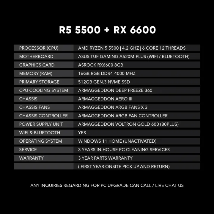 Armaggeddon Comet Pro 6600 Customized MATX Gaming PC | AMD Ryzen | RX 6600