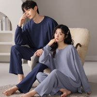 100 Waffle Cotton Pijama Couple Look Sleepwear Cartoon Bear Print Pajamas for Men Spring Summer Casual Long Sleeve Pajama Sets