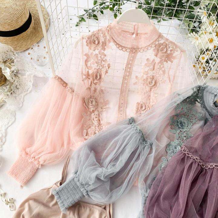 spring-women-tops-fashion-sexy-sheer-lace-blouse-lantern-sleeve-3d-floral-blouses-shirts-elegant-top-blusas-femininas