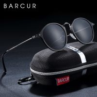 Kacamata Hitam Antik Barcurur Aluminium Magnesium untuk Pria Kacamata Hitam Bulat Terpolarisasi Kacamata Retro Wanita Oculos Masculino