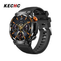 KECHc สมาร์ทวอท์ช HT17สำหรับผู้ชาย1.46 "นาฬิกาข้อมืออัจฉริยะสำหรับกลางแจ้ง HD พร้อมเข็มทิศไฟฉาย LED สายรัดข้อมือฟิตเนสพร้อมการตรวจสอบการนอนหลับอัตราการเต้นของหัวใจ