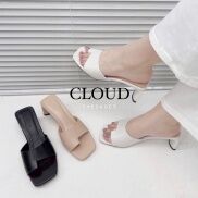 Giày cao gót, gót trụ dẹp xỏ ngón quai bầu dễ mang Cloud the shoes