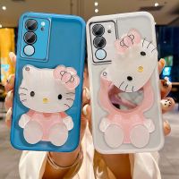 เคสมือถือ V29 VIVO 5G 2023ใหม่ถุงใสนุ่มพร้อมกระจกแมวพร้อมเลนส์ฟิล์มป้องกันฝาครอบลูกอม VivoV29เคสใส่โทรศัพท์