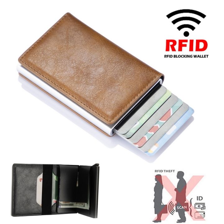 new-men-women-smart-wallet-credit-bank-card-holder-fashion-purse-aluminum-alloy-business-casual-mini-wallet-brand-pu-purse