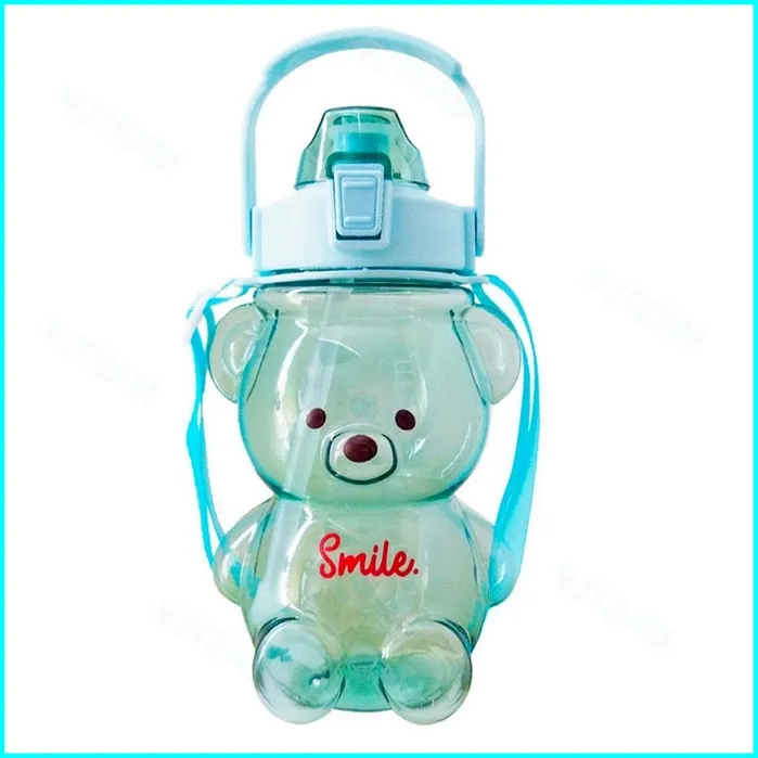 1400ML-1000ML Kawaii Bear Water Bottles for Children Girls Drinking Cup  Kids School Outdoor Bottle With Straw Portable Strap