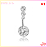 [KUNLIAN] 1PC Crystal Belly เจาะปุ่มแหวนบาร์ barbell DROP dangle สะดือแหวน