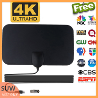 ? SUW เสาอากาศทีวีจอแบน4K เสาอากาศเสาอากาศดิจิตอล HDTV เสาอากาศ50ไมล์ Range Booster