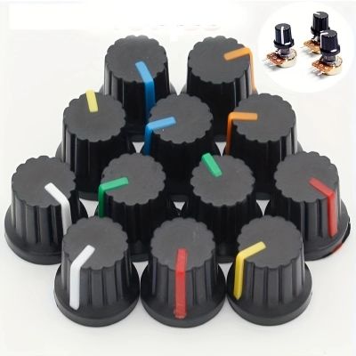 20pcs Shaft Hole Dia Plastic Threaded Knurled Potentiometer Knobs Caps Switch Knob