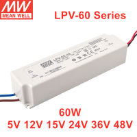 Mean Well Series 60W แหล่งจ่ายไฟ IP67สำหรับไฟ LED LPV-60-5 LPV-60-12 LPV-60-15 LPV-60 LPV-60-36 LPV-60-48