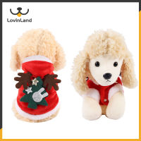 LovinlandPet Cat เสื้อผ้าฤดูหนาวสีแดงคริสต์มาส Antlers Coral Fleece Hooded Dog เสื้อผ้าสำหรับ Chihuahua Shih Tzu Teddy