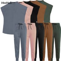 Wholesale Women Wear Stylish Scrub Suits Hospital Uniform Suits Solid Color Unisex Operating Uniform Jogger Outdoor Sportswear