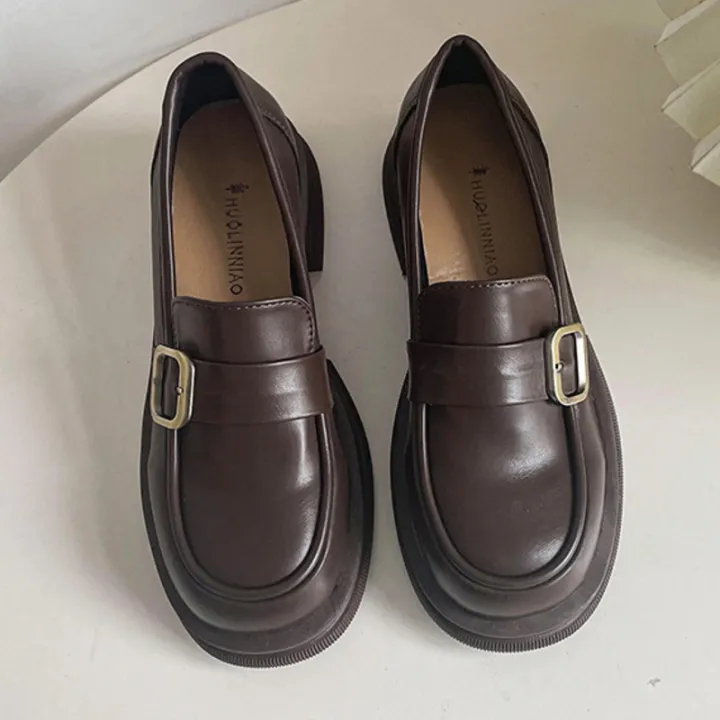 brown patent loafers