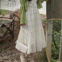 【CC】 Waist Skirt 3d Flowers Female Kawaii Ruffled Pleated