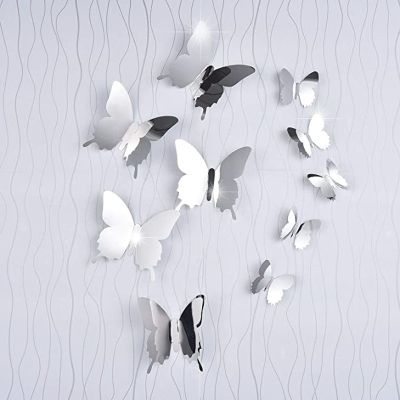 ( 12 ชิ้น 3 D Butterflyies ) สติ๊กเกอร์กระจก Diy สําหรับติดตกแต่งผนังบ้าน ( Diy 5211033ஐ❀⊙