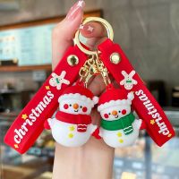 【LZ】✥◕❀  Cute Cartoon Key Chains para mulheres e homens árvore de Natal boneco de neve acessórios pendurados do carro