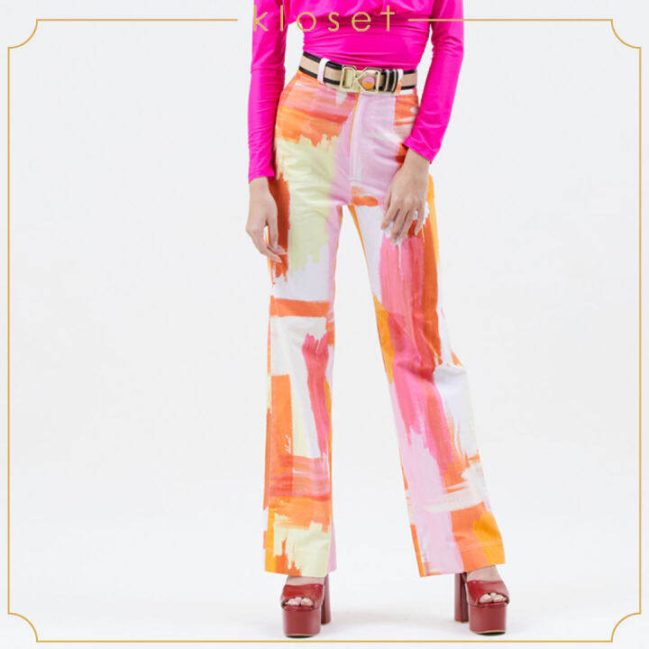 kloset-painter-print-pants-ss21-p010-กางเกงขายาว-กางเกงผ้าพิมพ์-กางเกงผู้หญิง-กางเกงแฟชั่น