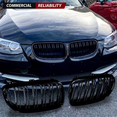 2X Gloss Black Front Kidney Grill Grille for-BMW E92 E93 3-Series 328I 335I Coupe LCI 2011-2013