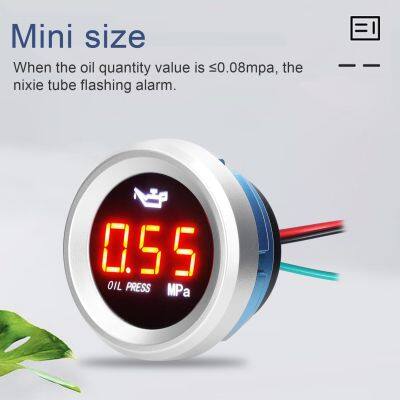 ┋◎▽ Car Oil Pressure Gauge with Flashing Alarm 0-1.00MPa Engine Digital Oil Pressure Meter Press Sensors 9-35V for Auto Motorcycle