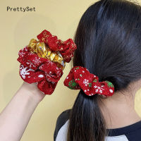 Prettyset】เชือกมัดผมเส้นใหญ่สำหรับเครื่องประดับผมผู้หญิงสำหรับเทศกาลคริสมาสต์แฟชั่นฤดูหนาวยางรัดผมใยผ้าอุปกรณ์ตกแต่งผมเด็กผู้หญิง