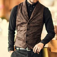 Mens Casual Vest Fashion Retro Mens Single-Breasted Vest