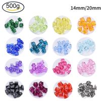 500g Transparent Acrylic Beads Faceted Cube Pink 14x14x12mm/20x20x18mm Hole: 2mm about 120 330PCS /500g