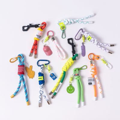 New national trendy clothing keyring short braided lanyard accessories luggage elastic personality keychain pants Bag pendant Key Chains