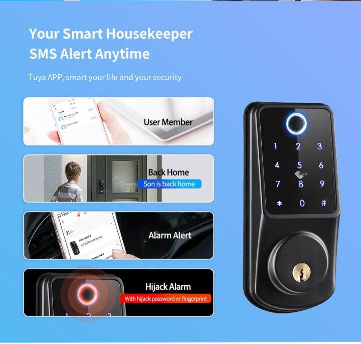 RAYKUBE A220 Tuya Wifi/ TT Lock APP Deadbolt Fingerprint Smart Door ...