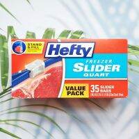 ถุงเก็บของ ถุงเก็บอาหาร ถุงแช่แข็ง Freezer Slider Quart 35, 75 Bags (Hefty®) ถุงอเนกประสงค์