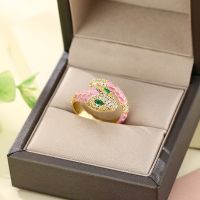 【YF】 2022 New Retro Stainless Steel Color Snake Ring For Women Charm Luxurious Zircon Jewelry Open Adjustable