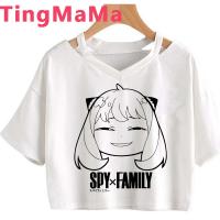 CDO Spy x Family เสื้อครอปท็อป เสื้อยืดลําลอง สไตล์ฮาราจูกุ แฟชั่นฤดูร้อน สําหรับผู้หญิง คู่รัก