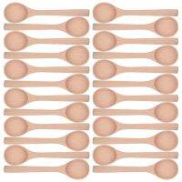 THLT9A 24 Pieces 6.7 Inch Wooden Spoons Condiments Salt Spoons Wooden Oval Spoons Wooden Mixing Spoons