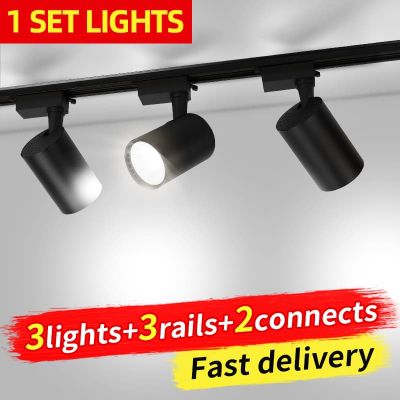 Set Led Track Light Fixture COB Track Lighting 220V Spot Lights Track Lamp Rail W Spotlight For Kitchen Clothing Shop
