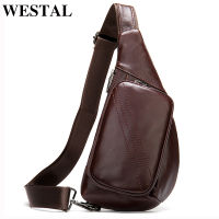 WESTAL Mens Shoulder Bag Mens Genuine Leather Chest Pack Man Sling Messenger Bags Belt Small Crossbody Bags Side Bags for Men