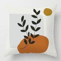 Polyester pillowcase, abstract plant print, used for home decoration