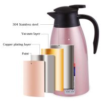 2 Pcs 304 Stainless Steel 2L Thermos Flask Vacuum Insulated Water Pot Coffee Tea Milk Jug Thermal Pitcher for Home and Office , Red &amp; SilverTH