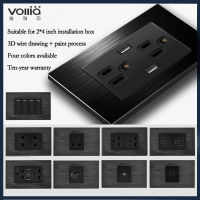 VOLLIA เต้ารับติดผนัง Outlet 1/2/3/4 Gang 1/2 Way สวิตช์ไฟ15A 3-Pin แบบสากลและซ็อกเก็ตสำหรับบ้านโมเดิร์นไฟฟ้า13amp ซ็อกเก็ต Powerpoint พร้อมชุดพอร์ต USB ปิด/โคมไฟบอร์ดแผงระบายแสงสีดำ/สวิตช์ความเร็ว220V