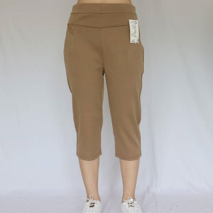 กางเกงขาสั้นคลุมเข่าทรงสวย-ราคาถูก-สินค้าพร้อมส่งจากไทย-ผ้ายืดได้-ใส่สบาย-รุ่น7108