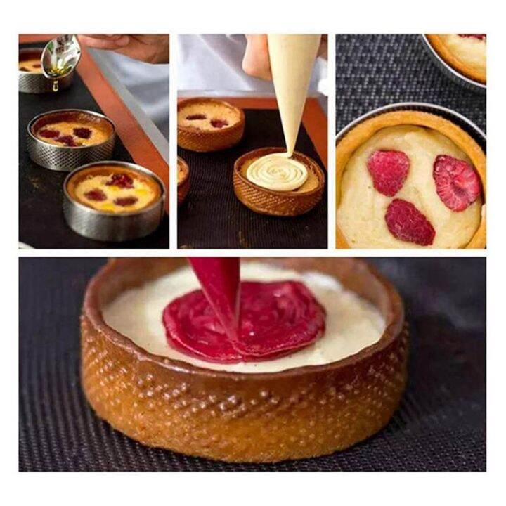 15piece-tart-ring-heat-resistant-perforated-cake-mousse-ring-round-ring-baking-doughnut-tools-stainless-steel