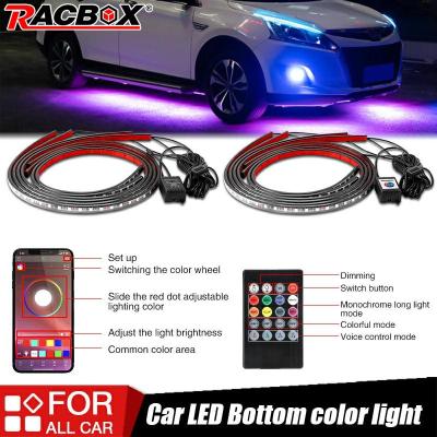4x Car Underglow Flexible Strip LED Remote APP Control RGB LED Strip Under Automobile Chassis Tube Underbody System Neon Light